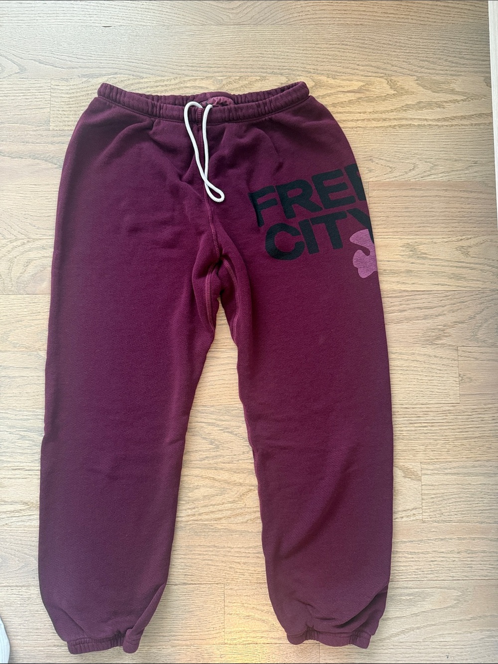 freecity XS Maroon Fleece Joggers with Logo